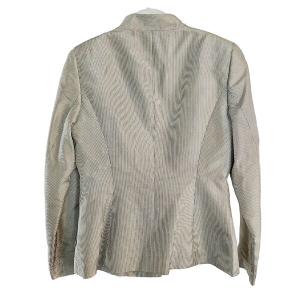 Vintage Carolina Herrera 100% Silk Pinstripe 2 Piece Power Suit Skirt Blazer 10 - Picture 4 of 15